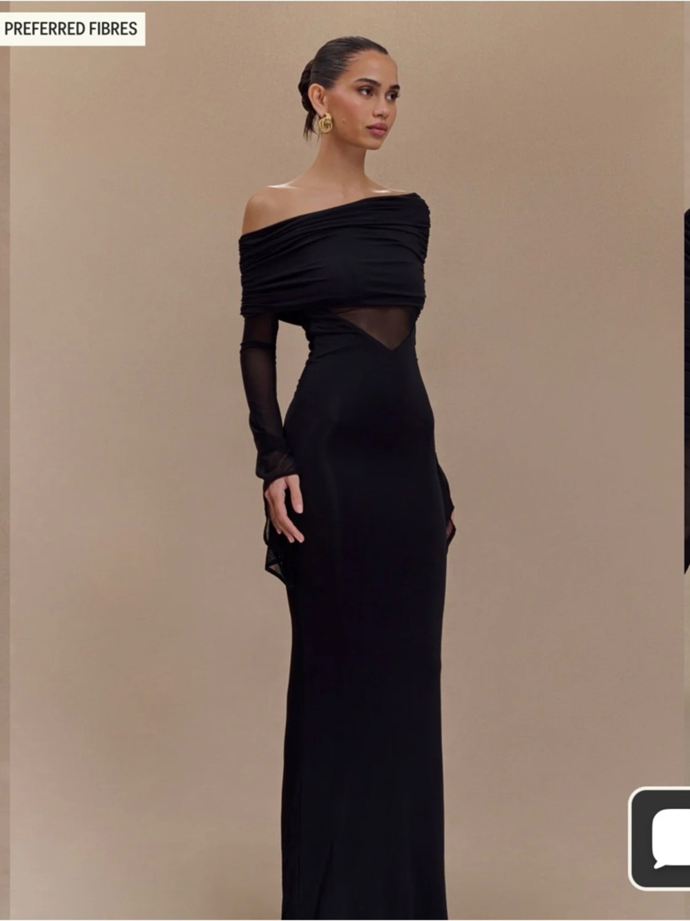 Meshki - Kaitlin One-Shoulder Black Mesh-Detail Evening Dress - Picture 3 of 4